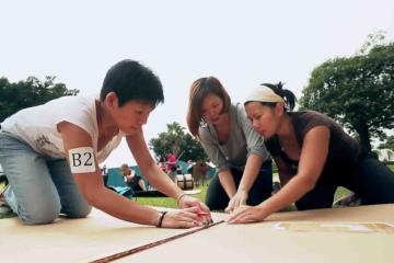 corporate team activity outdoors