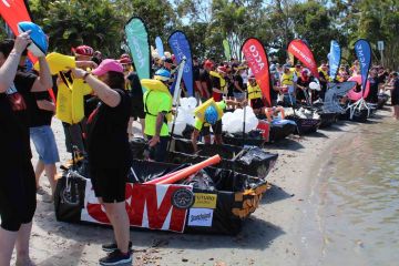 flat out afloat fun team building challenge