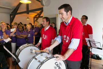 orchestrate music team building activity