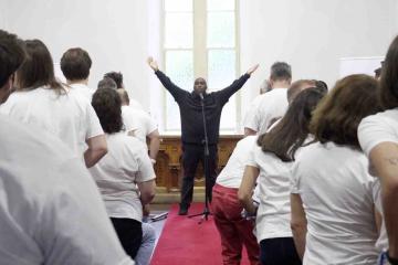 Joyful group singing