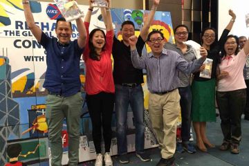 team collaborate to draw a giant picture creative team building activity