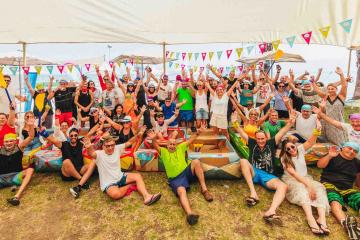 teams cheering after flat out afloat
