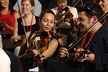 orchestrate music team building activity