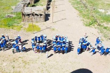 Kazakhstan corporate body building teamwork activity