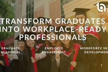 Graduates collaborating in a professional setting, developing essential workplace skills through teamwork and communication