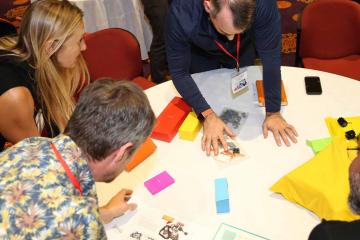 team building activity with robots