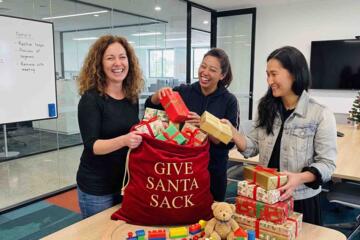 teams filling their santa sack