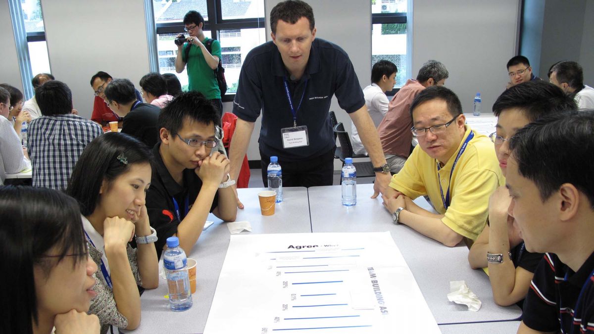 team discuss shared company values