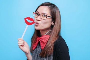 unny wig and a big bow tie in the picture fun team building activity