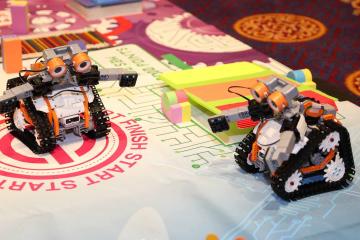 team building activity with robots