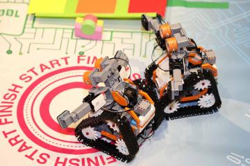 team building activity with robots